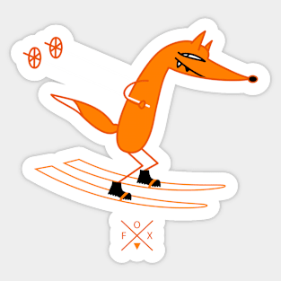 Smart fox with skis Sticker